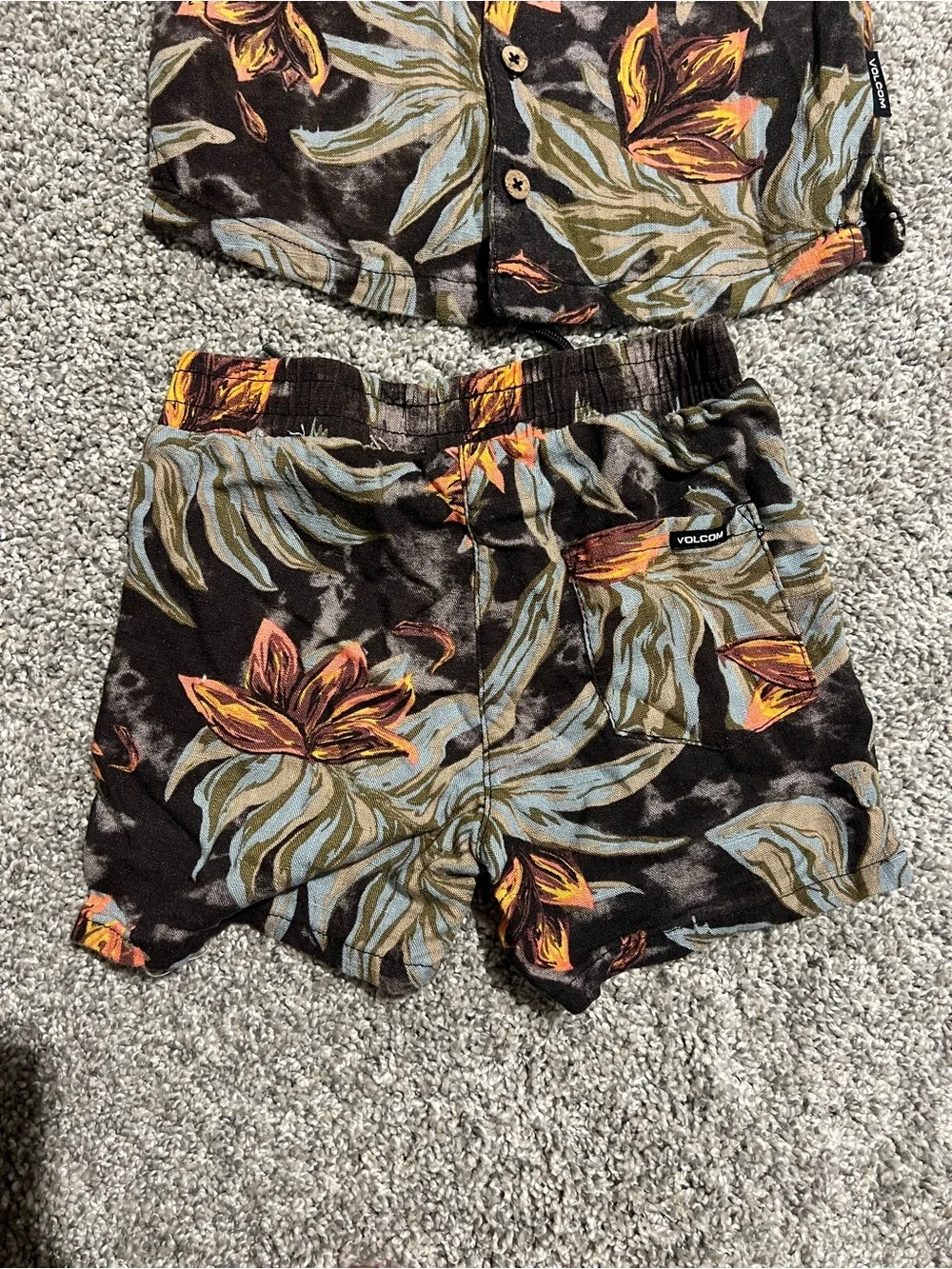 Volcom Multicolor Tropical Print Two-Piece Set